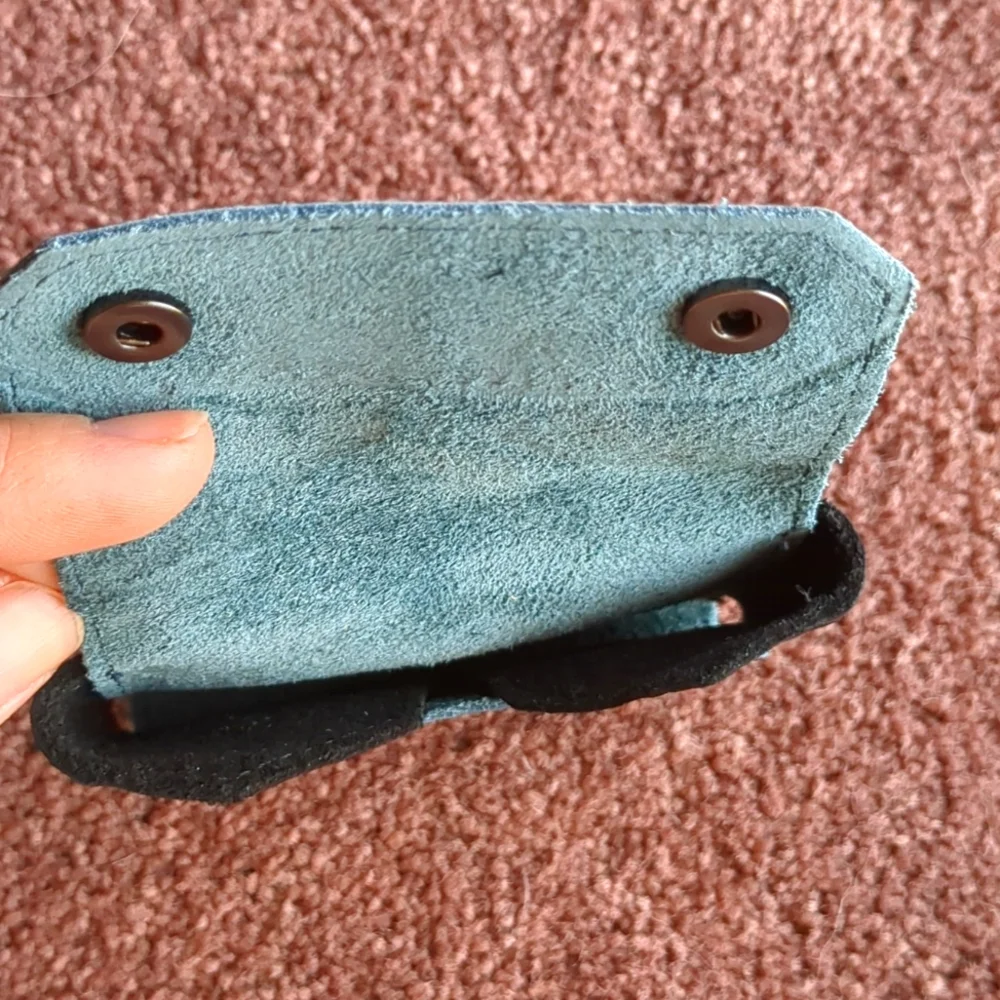 Otto Angelino Blue and Black Leather Card Holder